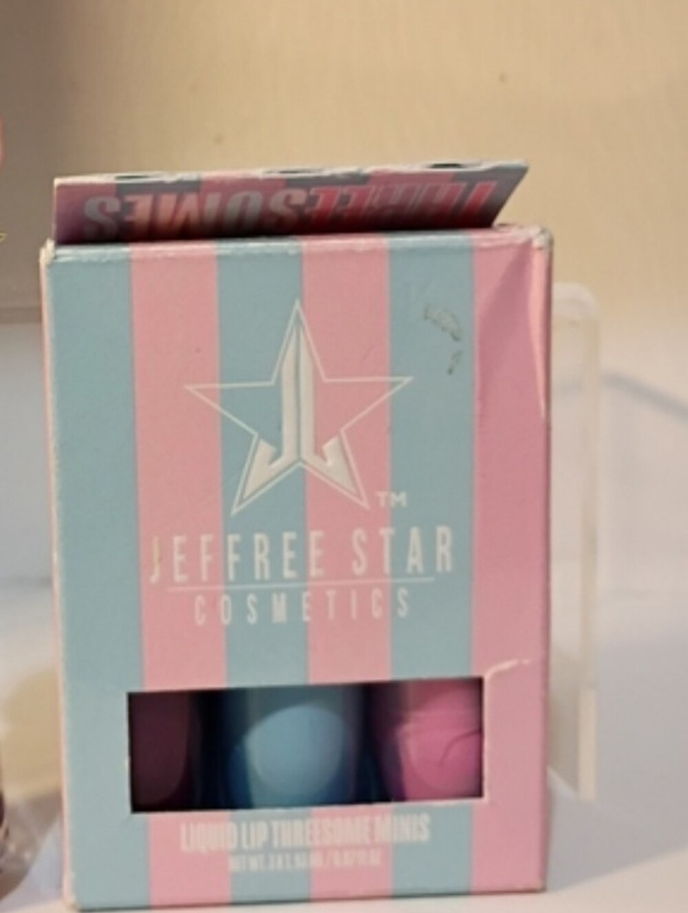 Jeffree Star Pink and Blue Striped Liquid Lip Threesome Minis